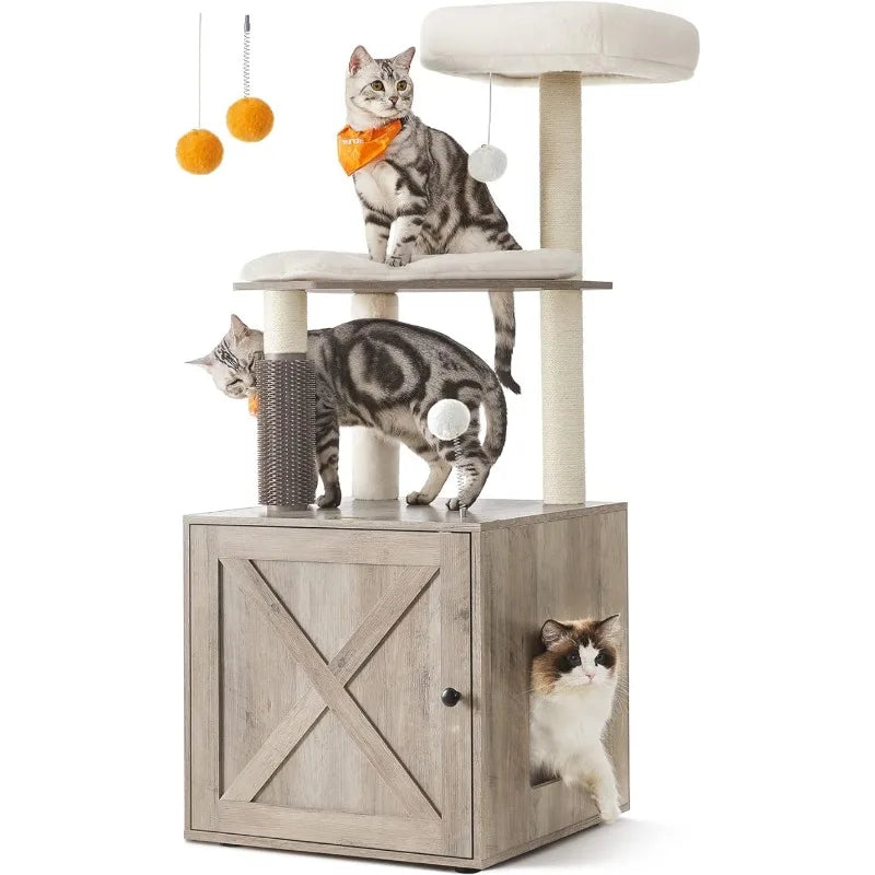 Cat Tree with Litter Box Enclosure