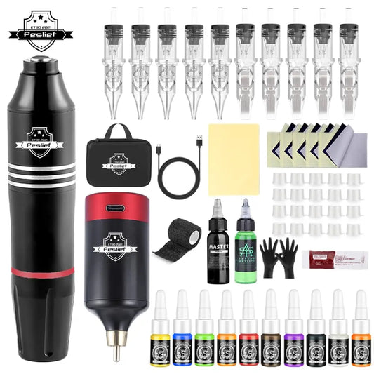 55 Pcs Tattoo Gun Complete Tattoo Kit