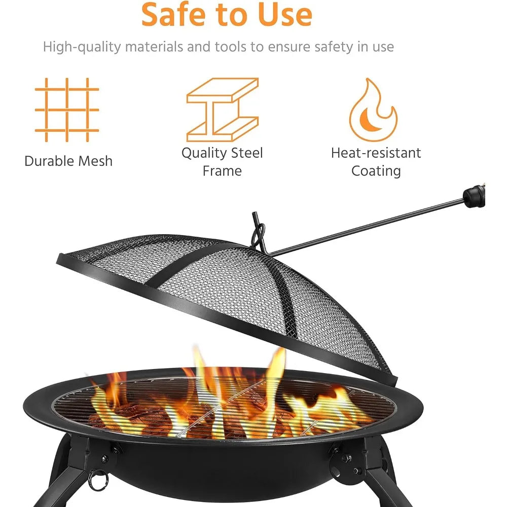 21inch Fire Pit Portable Folding Steel Fire Bowl