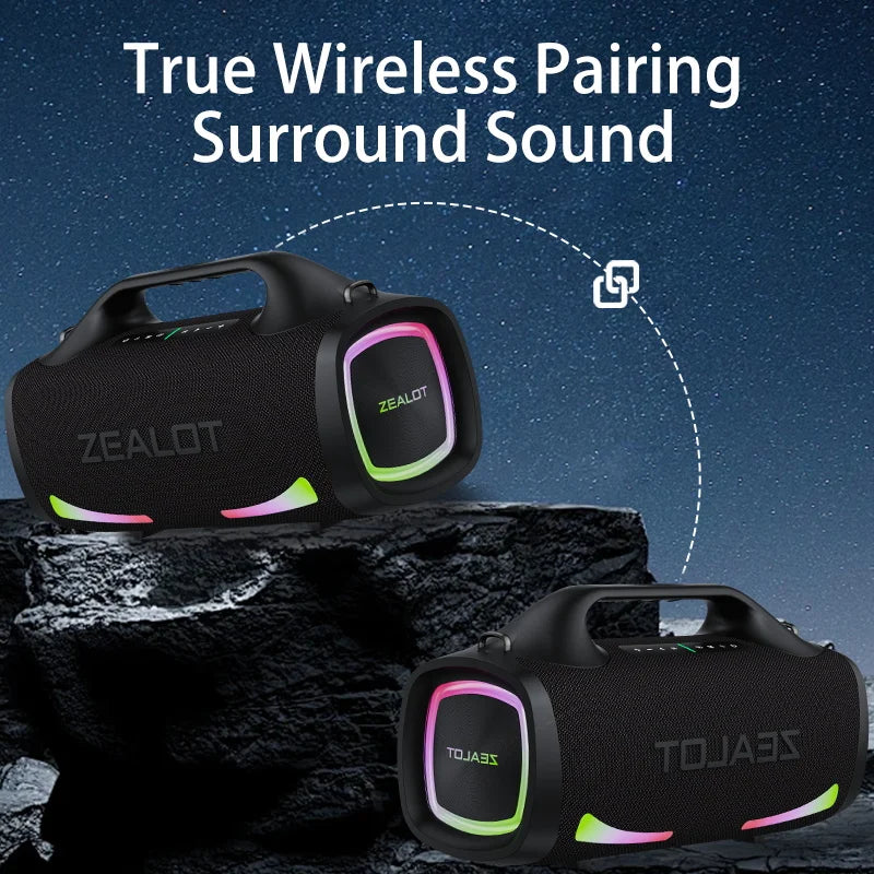 100W Wireless speaker, Outdoor Portable Subwoofer Speaker, Dual Pairing, Fast Charging