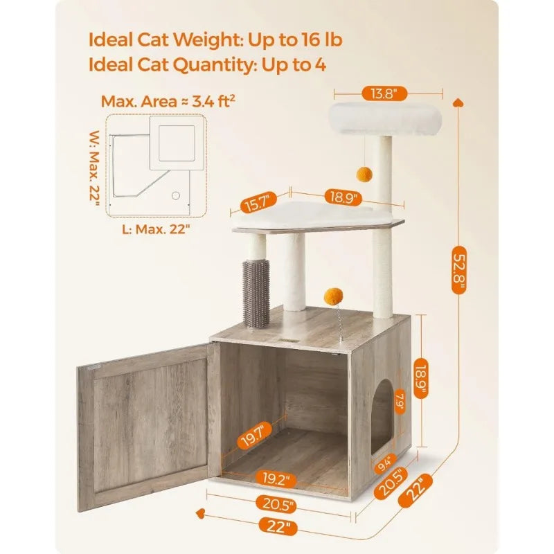 Cat Tree with Litter Box Enclosure